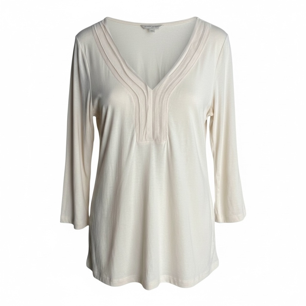 Banana Republic V-Neck Tunic 3/4 Sleeve T Shirt Women’s Large Ivory NWT